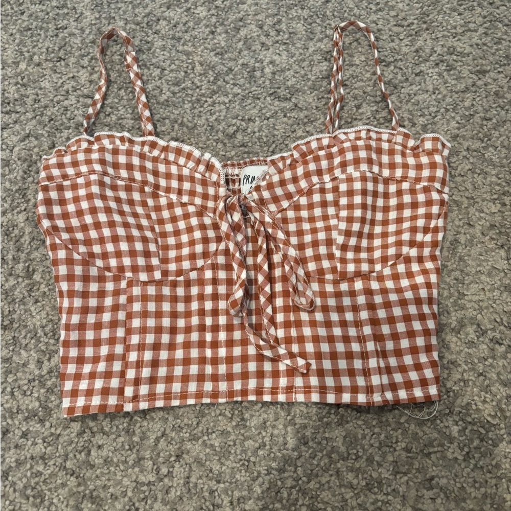 Princess Polly brown and White Camisole Crop Top. Never worn!